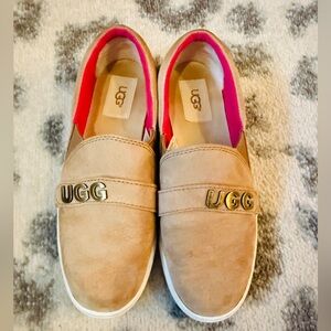 UGG Beige Slip-Ons with Pink Interior